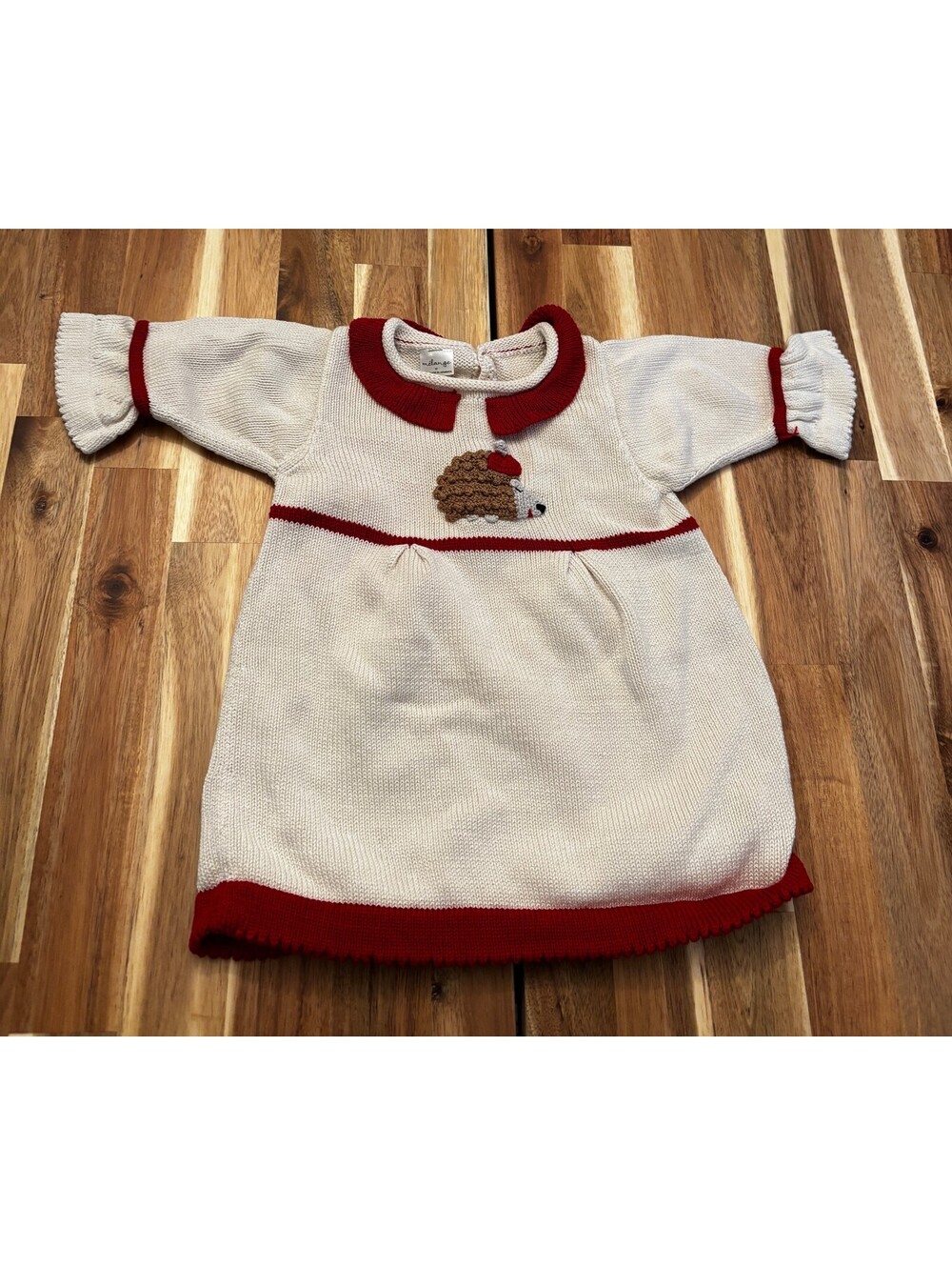 Melange Toddler 2T Christmas Hedgehog Hand Knit Cotton Sweater Dress (2045)